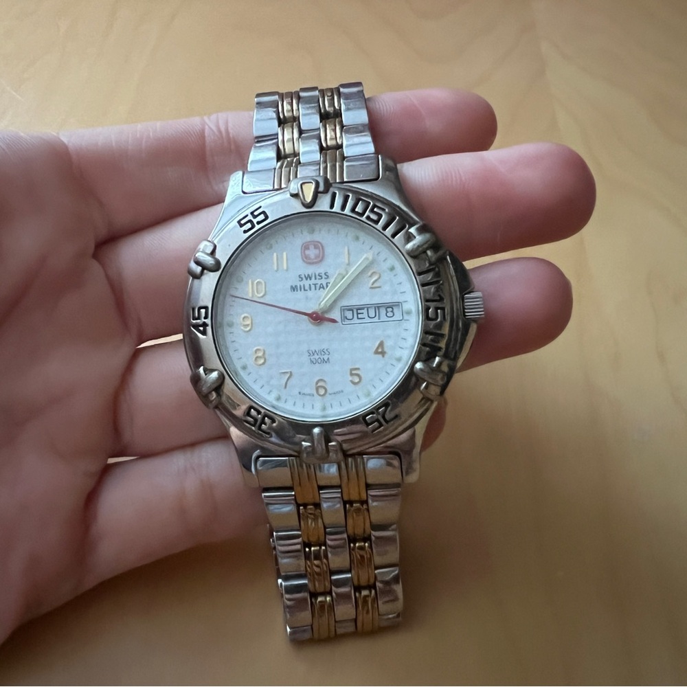 Swiss Military vintage diver stainless steel two tone men’s watch 096.0685